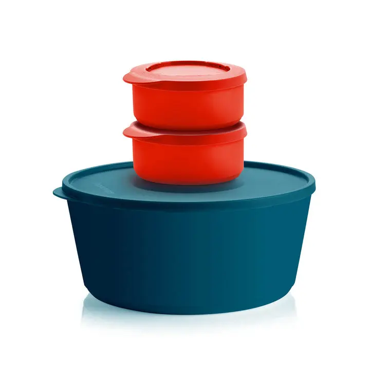 Tupperware Ilumina Salad Stackable Bowl Set | Serving Set of 3 with Lids