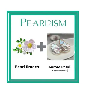【Andrew】Daisy Pearl Brooch  + Aurora Petal pearl   (Min 1 pcs pearl as gift) [Open in live ]｜Freshwater Light Petal Seedless Pearl -