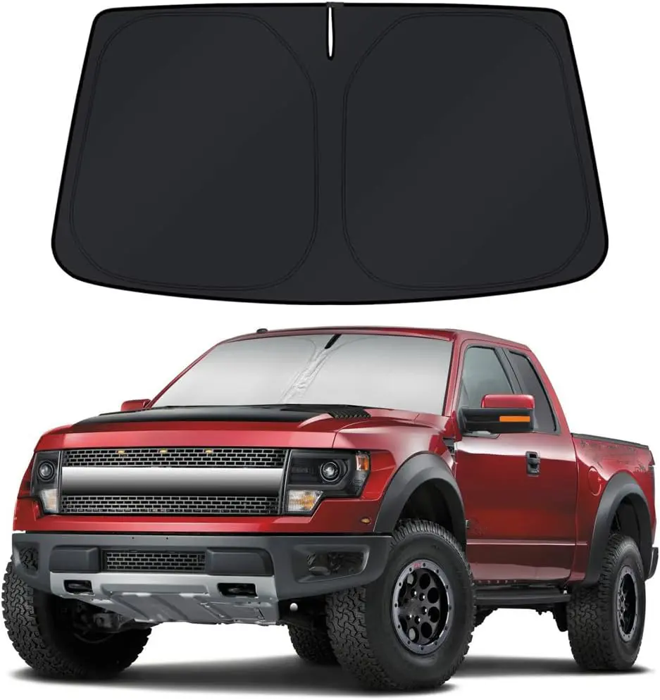 Car Sun Shade for 2009-2026 Ford F150 Accessories,Windshield Sunshade Car Windshield Sun Shade,63"x34" Windscreen Sun Shade,Block UV Rays, Foldable Sun Visor Protector Keeps Car Cool