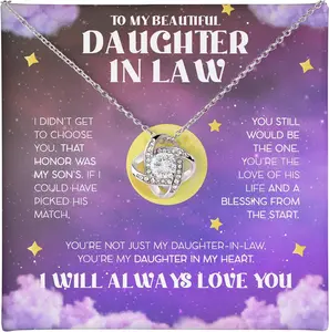 To My Beautiful Daughter in Law Gifts from Mother in Law Necklace Gifts - Love Knot Birthday Mothers Day Valentines Gifts for Daughter-in-Law Bride