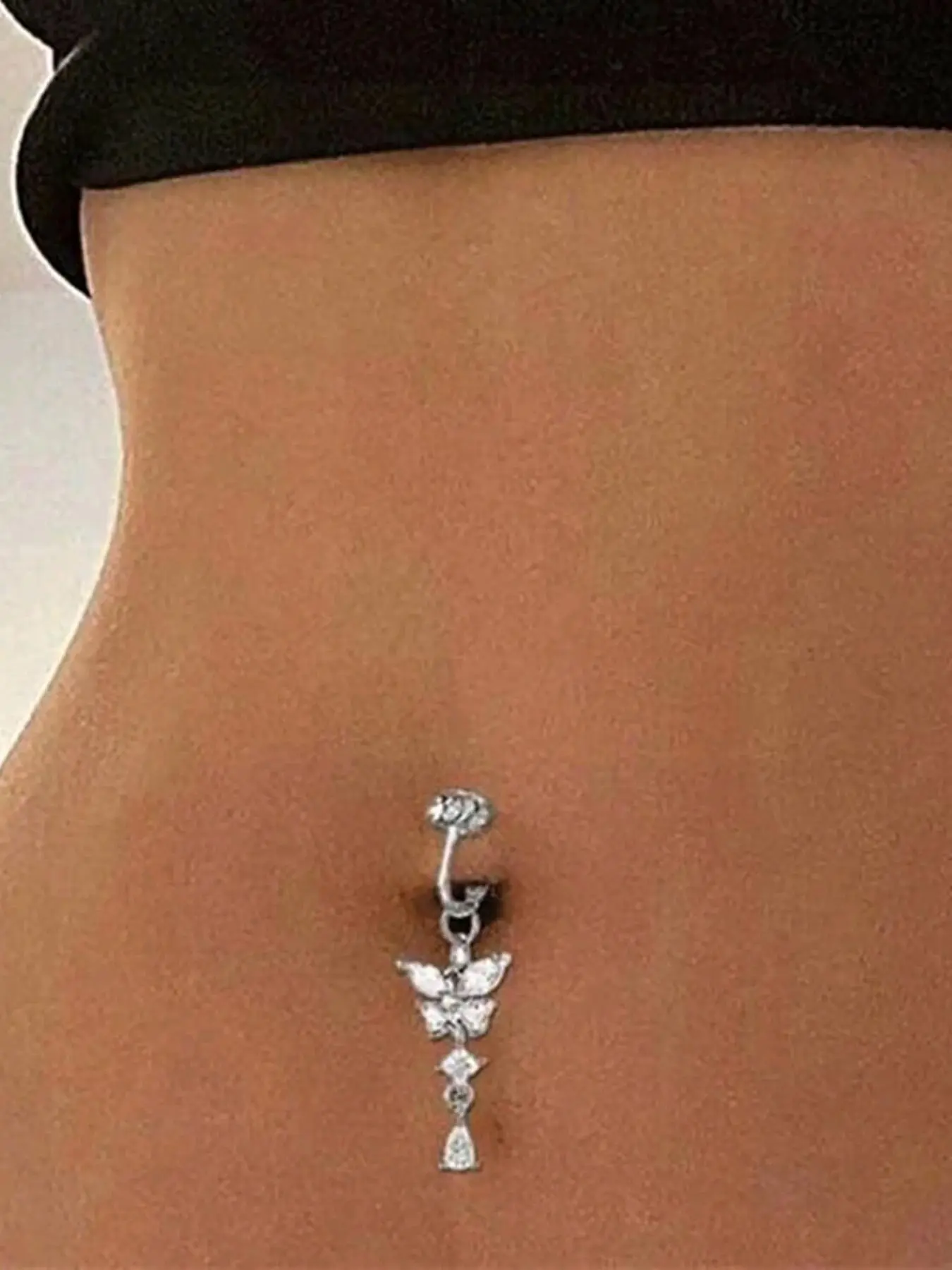 Butterfly Faux Belly Button Piercing Ring, Belly Button Rings, Fashion Body Jewelry Accessory for Party and Everyday Wear, Trendy Versatile Belly Piercing Jewelry, Exquisite Jewelry Gift