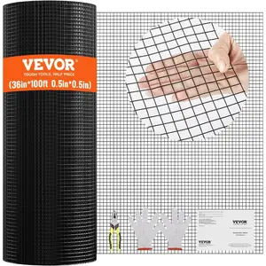 VEVOR Hardware Cloth, 48''x 100' 1/2inch Galvanized Wire Mesh Roll, 19 Gauge Chicken Wire Fencing Roll, Vinyl Coating Metal Wire Mesh for Chicken Coop Barrier, Rabbit Snake Fences, Poultry EnclosuresVEVOR Super Brand Day
