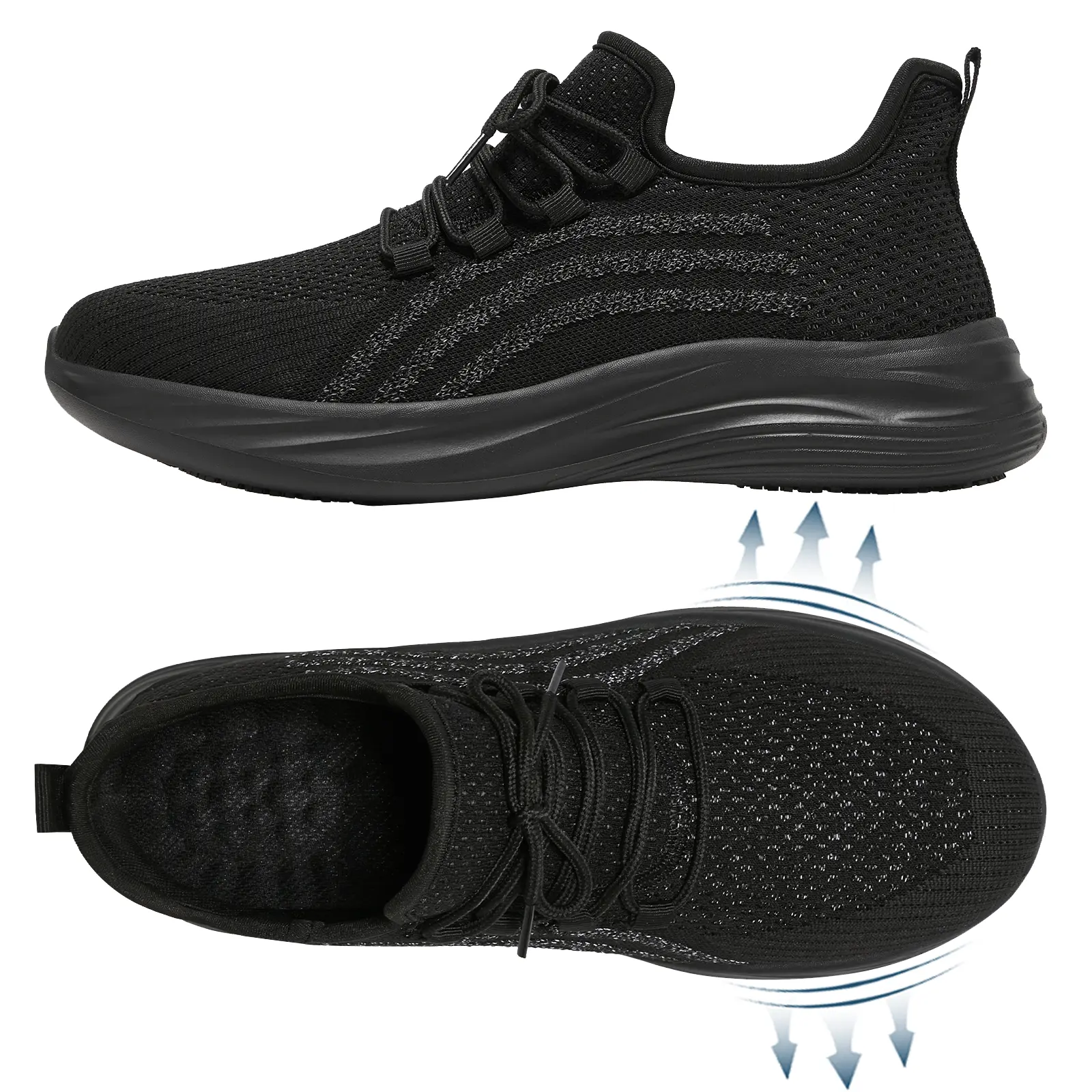Men's Waterproof Slip-On Work Sneaker - Breathable, Non-Slip, Odor-Proof, Comfortable Work Footwear for Waiters, Walking Shoes, Casual, Worker, Fashion, Round Toe, Laces, Classic, Athletic, Eva