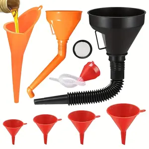 10pcs Automotive Funnel Set, Plastic Long Neck Oil Funnel Kit, Flexible Right Angle & Wide Mouth Fuel Funnel, Snap Funnel for Engine Oil Filling