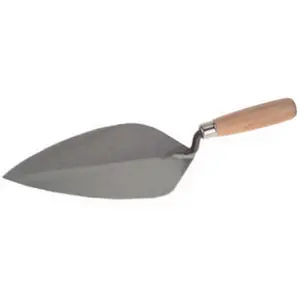 212 MAIN Goldblatt G01911 10 in. London Brick Trowel, Carbon Steel Construction, Welded Shank, Wood Handle
