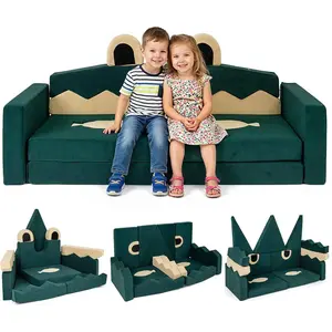 Costway Modular Kids Play Couch, Toddler Foam Building Fort for Inspiring Creativity, Convertible Foam and Floor Cushion for Boys Girls for Playroom, Bedroom Gifts