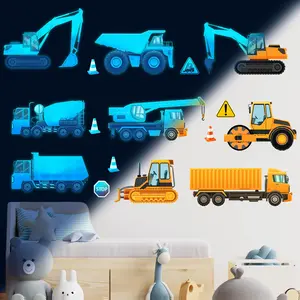 Construction Wall Decals Glow In The Dark Stickers City Car Decal Luminous Truck Excavator Tractor Transportation Sticker Bedroom Playroom Ceiling Decor