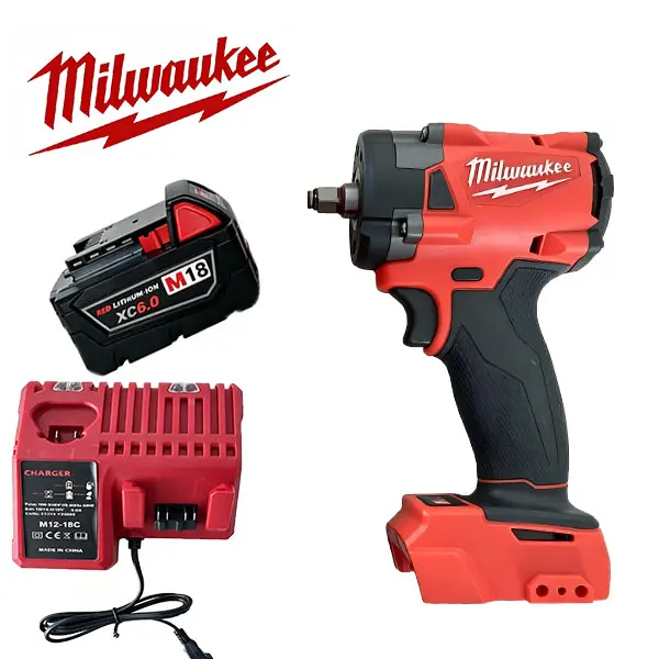 Milwaukee 2854 M18 3/8-Inch Compact Impact Wrench Kit for Auto Repair, Suspension Service and Garage Maintenance, 250 Ft-Lbs Torque, 4-Mode Drive Control, Friction Ring Anvil, Tri-LED Work Light, 6.0Ah Battery and Charger Tool