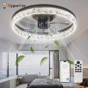 HYPERLITE Smart Ceiling Fan Light quiet six speed remote control dimmable LED ceiling fan with integrated lighting energy efficient flush mount fan light fixture ideal indoor ceiling fan lamp bedrooms kitchens living rooms home memorialday summervibes