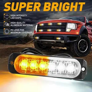 4/8pcs LED Signal Strobe Lights For Cars Trucks Motorcycles 12V 24V Hazard Dual Color Emergency Flashing Auto DRL LED Lights