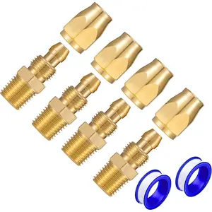 Solid Brass 4 count  Replacement Fitting For 1/4-Inch ID Hose,1/4-Inch NPT Rigid
