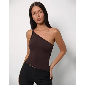 Idra Asymmetric Top in Jersey Bitter Chocolate
