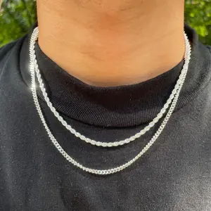 Mother's Day Gifts Minimalist Silver Layered Necklace Set for Men & Women |     Dainty Cuban Curb & Rope Chain Stack |     Uniex Daily Streetwear Jewelry |     Choker & Necklace