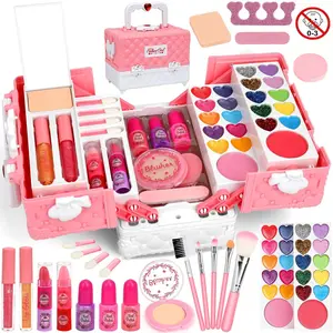 TikTokShopSpringGlowUp 45 Pcs Kids Washable Makeup Girl Toys - Real Makeup Kit Kid Make up Set for Children Princess Dress Up Christmas Birthday Gifts Toys for 3 4 5 6 7 8 9 10 11 12 Year Old Girls