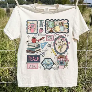 Comfort Colors teacher T-Shirt, cottagecore teacher, retro teacher, Teacher Appreciation Tee, Librarian Scrapbook Tee, Antique Teacher Gift