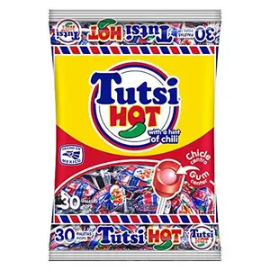 Tutsi Pop Hot Mexican Candy Pops with Cherry Flavor & Chili Powder With A Tutti Frutti Gum Center, 21.2 Oz, 30Count