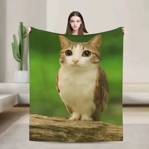 Internet Famous Meowl Cat Owl Meme Blanket Contemporary Style, deal for All Seasons, Suitable for use in living rooms, sofas and beds Great Gift for Family and Friends Blanket