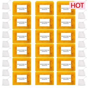 18PCS Lemon Turmeric KojicAcid SoapLemon Kojic Acid Soap BarTurmeric Soap BarKojic Acid SoapDark Spot Remover for Face Facial Skincare Radiant Comfort