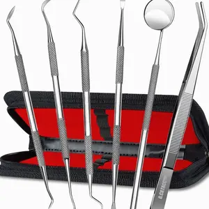 Dental Tools, Dental Pick Teeth Cleaning Tools Hygiene Kit, Plaque Remover for Teeth, Professional Stainless Steel Tooth Scraper Plaque Tartar Cleaner - with Case