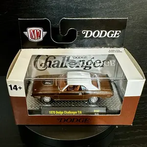 M2 Machines 1970 Dodge Challenger T/A 1/64 Scale Model Car - Dark Brown with White Top, New Toys