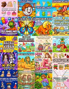Build-Your-Own 2-Book Coloring Bundle - Adult Coloring Book Set for Enthusiasts with Robot Dreams, Retro Vibes, Gnome Sweet Gnome & Other Fun Themes, Various Designs, Adult Coloring Books
