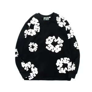 Hoodie Cross border European and American Hot selling Cotton Foam Printed Tears Hoodie Men's and Women's Hoodies