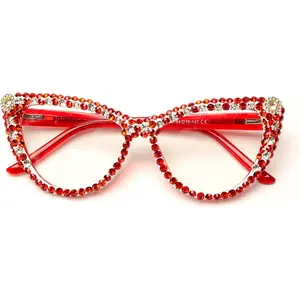 Rhinestone Reading Glasses for Women Blue Light Blocking Reader,  Cateye Full Frame Eyeglasses