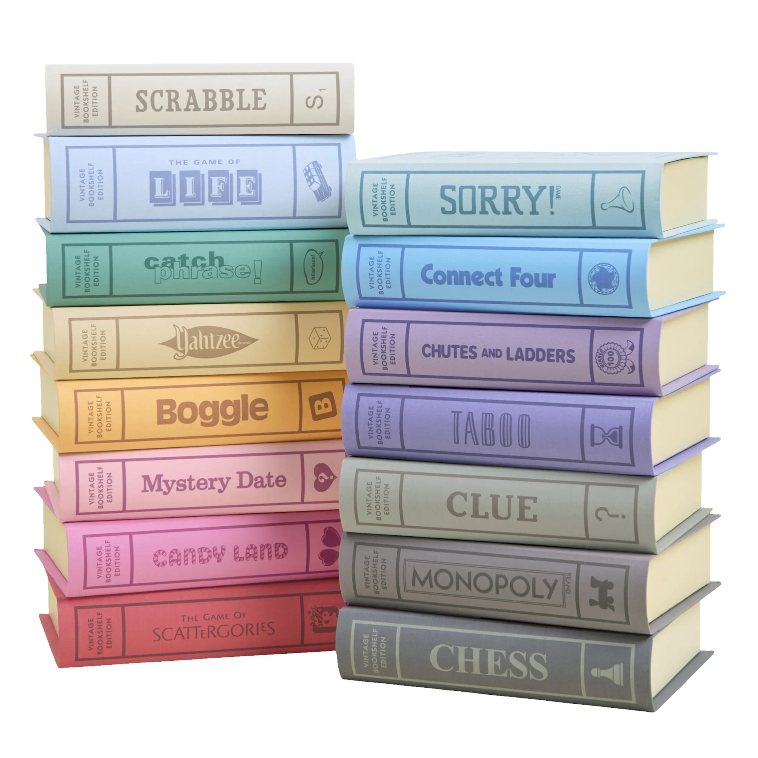 WS Game Company Collection of 15 Vintage Bookshelf Board Games Including Scrabble, Monopoly, Clue, Yahtzee, Chess, Boggle, Candy Land, Connect Four, & Sorry! - Classic Family Games for Kids & Adults