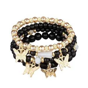 Sports Bracelet Bohemian Beaded Bracelet Butterfly Pendant Bracelet Multilayer Couple Bracelet Handmade Jewelry Natural Gemstones