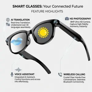 AI Smart Glasses 8MP Camera, HD Video Recording, photochromic lenses, AI Translation & Bluetooth Music Calls Wearable color-changing lens