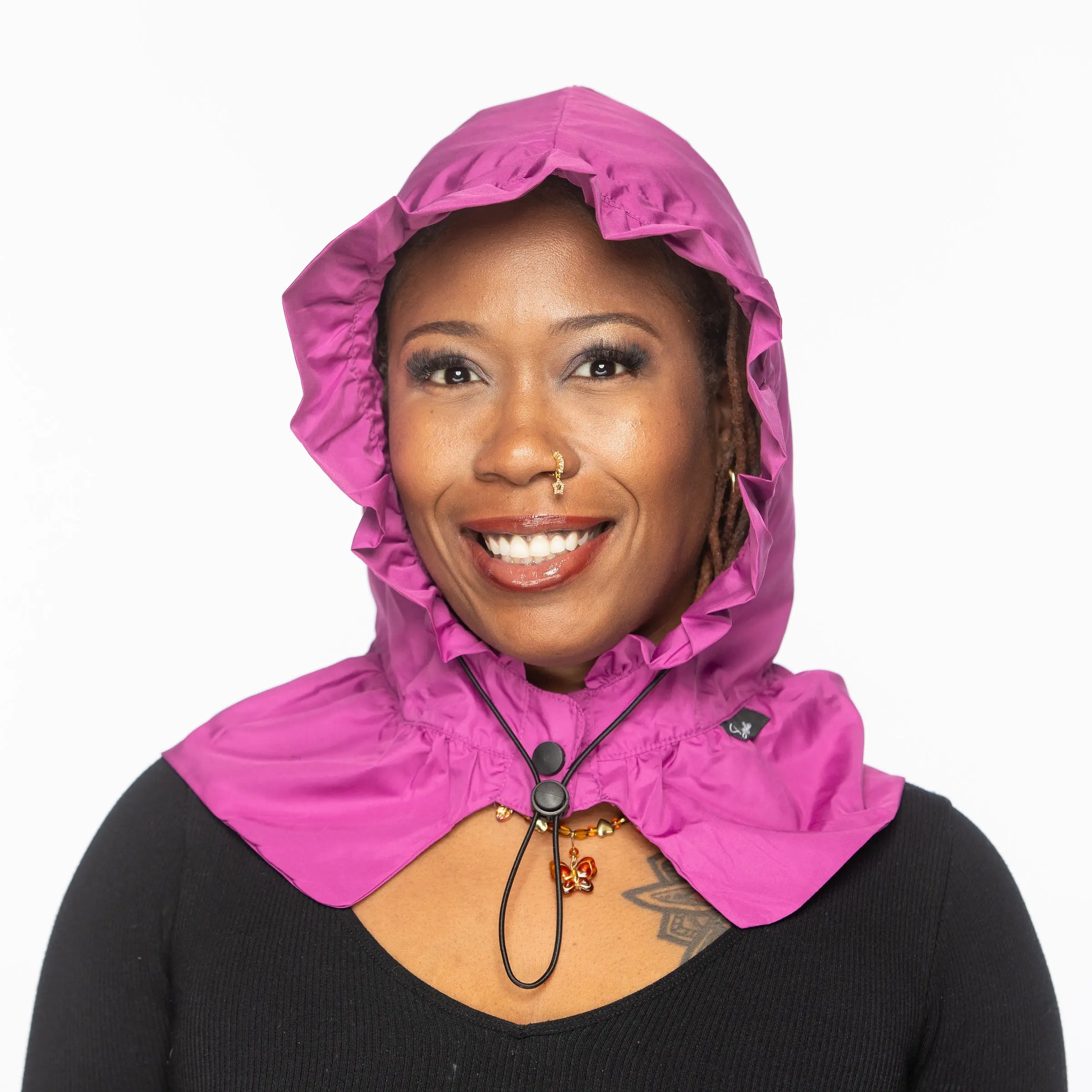 Drizzle Raincap Women's Solid Purple Rain Bonnet - Waterproof, Breathable & Adjustable Cap for Hair Protection with Hidden Pocket, Discreet Hidden Pocket