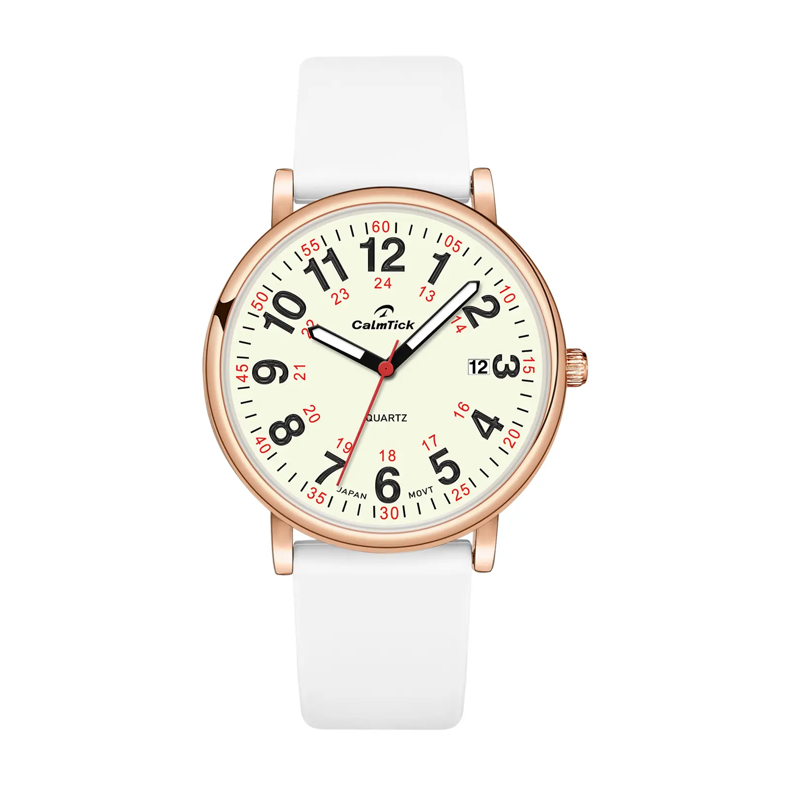 Unisex Nursing Watch - 30ATM Waterproof Watch with Metal Case, Soft Silicone Strap, Super Luminous Hands, Date Display (Calendar), Scratch-Alcohol-Resistant, Anti-Allergy, Casual Lightweight for Nurses' Night Rounds (12 Styles)