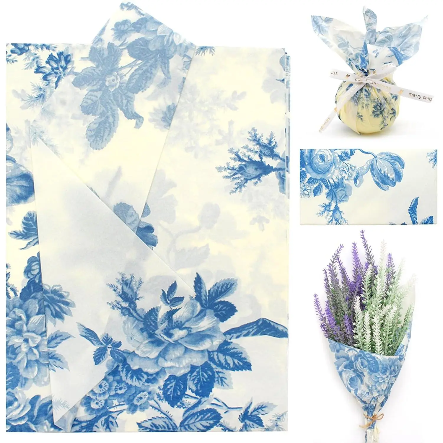 20 Sheets Floral Print Tissue Paper - 20x29 inch Decoupage Paper for  Wrapping, DIY Art & Craft -  for Spring Wedding, Birthday &  Shower (Style B)