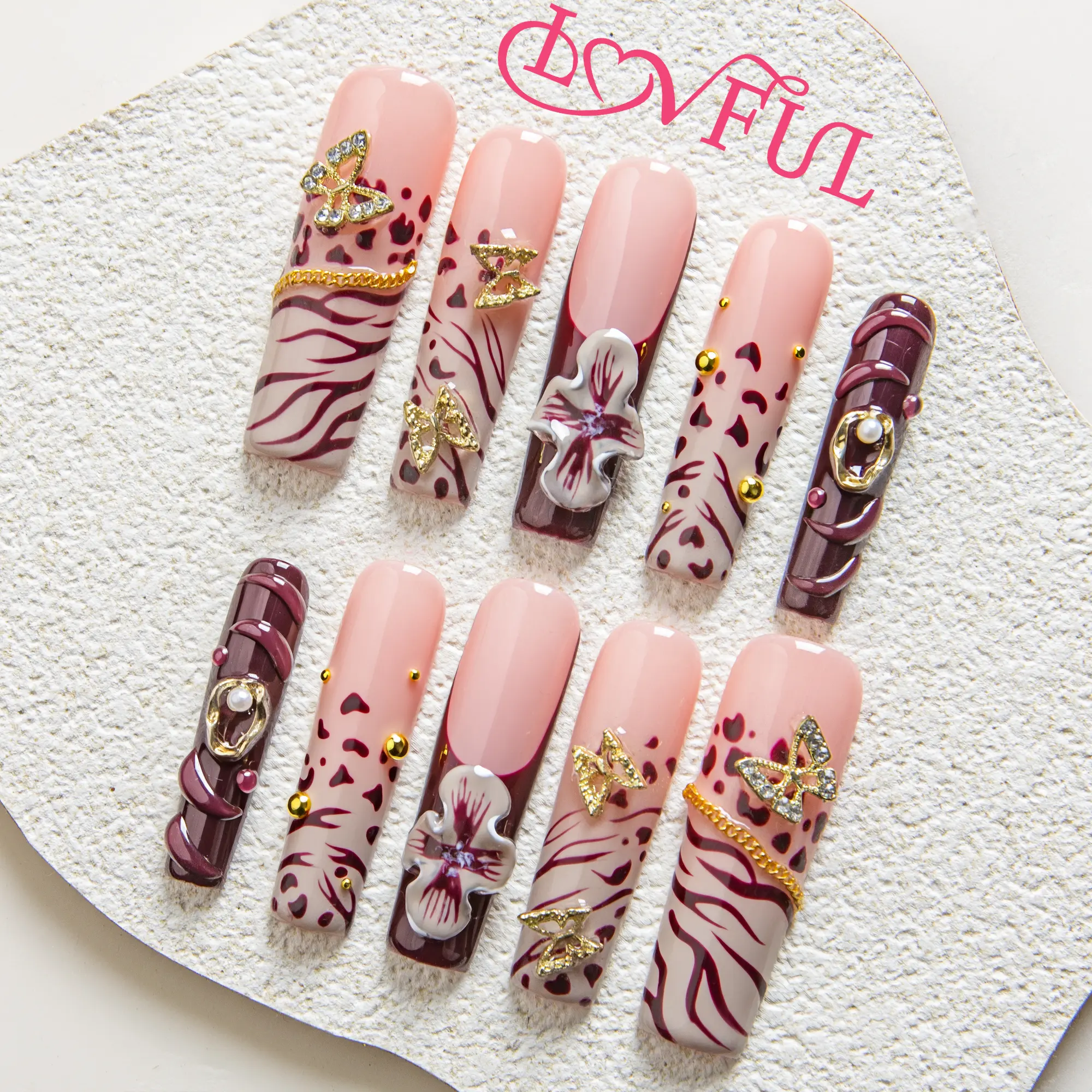 Lovful | H329 Mystic Garden Handmade Acrylic Press On Nails | 10PCS Reusable Salon Quality 2025 New #DealsForYouDays