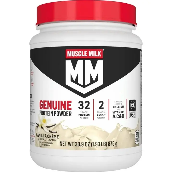 Muscle Milk Genuine Power Protein Powder - Vanilla Flavor Training Supplement, 32g Protein, 1.9lb (30.9oz) Dietary Nutrition Fitness Support, Protein Boost, High Protein