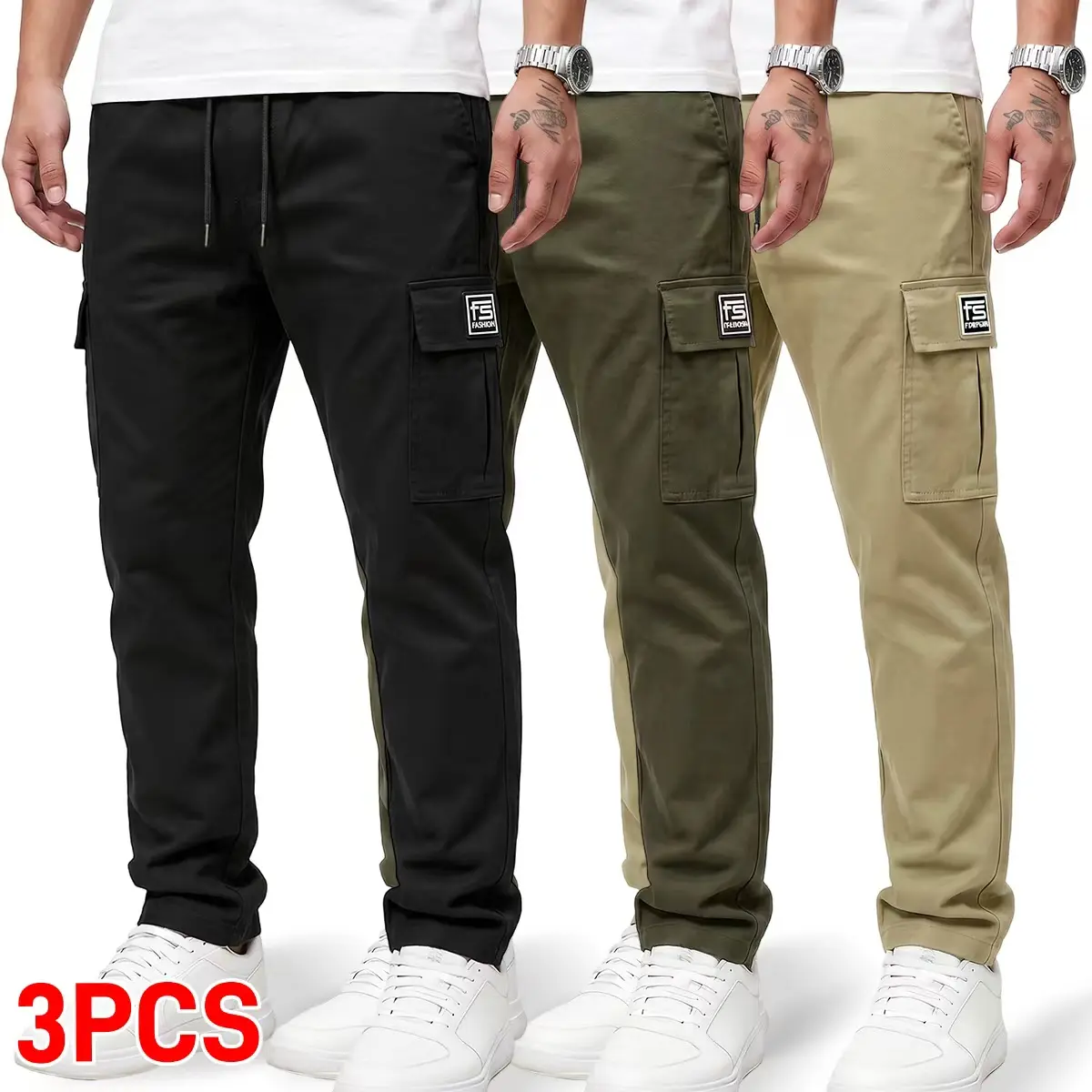 Men's Casual Cargo Pants, Straight Leg Tactical Work Trousers with Slight Stretch, Quick-Dry & Breathable Fabric, Lightweight Pocket Men's Pants, Multi-Pocket Utility Men's Pants