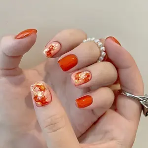 24pcs Short Koi Nail Tips Set + Jelly Glue + File Stick, Nail Art Diy, Perfect for Women & Girls Daily, Shopping, Travel, Parties, Nail Tips Kit
