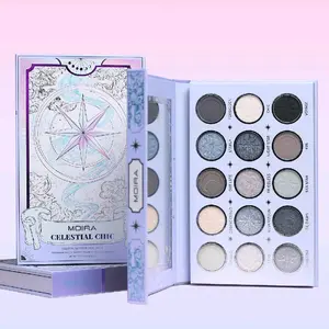 Celestial Chic Eyeshadow Palette  Makeup pigmented metallic finish with Matte Finish smooth Sombras metalicas y mattes alta pigmentacion para looks de maquillaje toda ocasión Daysiluxe Cosmetics eye shadow