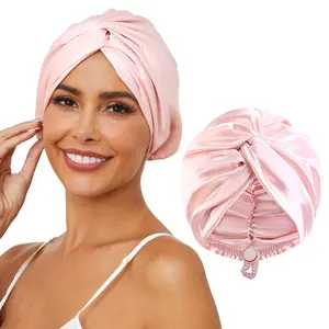 Adjustable Silk Satin Hair Bonnet for Sleeping, Double Layer Hair Wrap Sleep Cap Turban for Women Men, Curly Straight Hair Long Large Braid Unisex