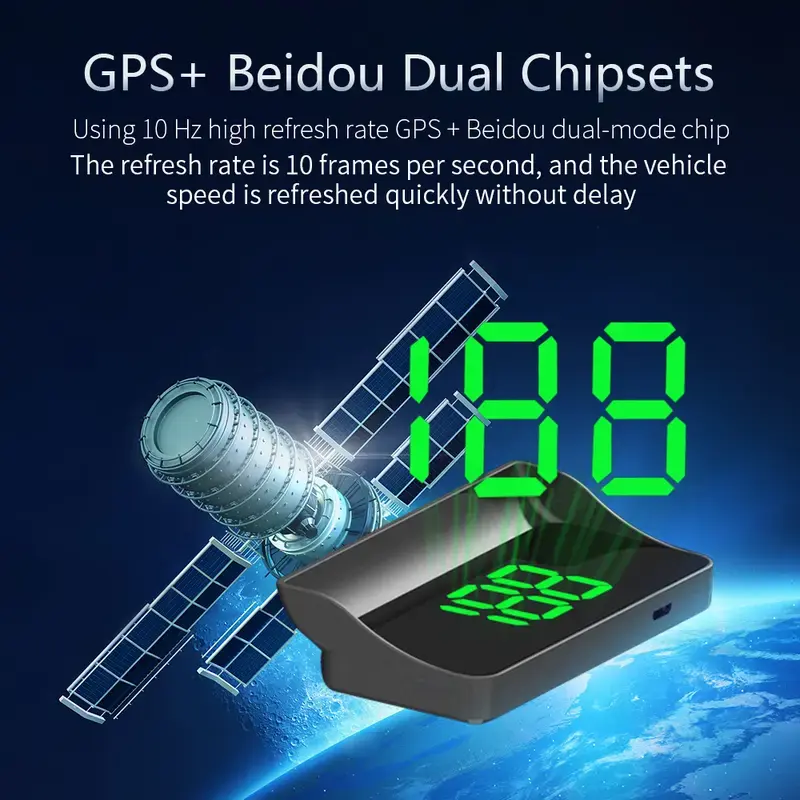 Car Head Up Display-GPS Digital Speedometer,USB Power Cable,Plug-and-Play,Automatic Brightness Adjustment,Large Font Display,for Cars,Trucks,Motorcycles Automotive Electronics Accessory,Digital Head Up Display Speedometer