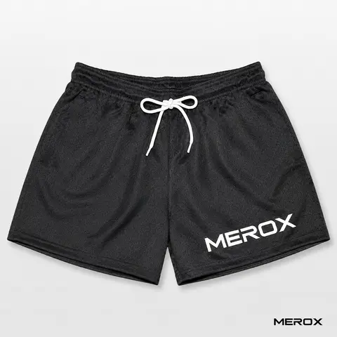 MEROX Unisex Black Mesh Athletic Style Sports Shorts - 5 in Inseam Mesh Fabric, Zippered Pockets, Multi-Size, for Gym/Outdoor, Casual Wear