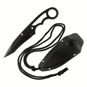 Heavy-Duty Tactical Fixed Blade Knife with Lanyard Hole, Rugged Design Durable Blade Full-Tang Construction, Non-Slip Grip for Camping, Hunting, Survival, Outdoor Emergencies, Gift for Man