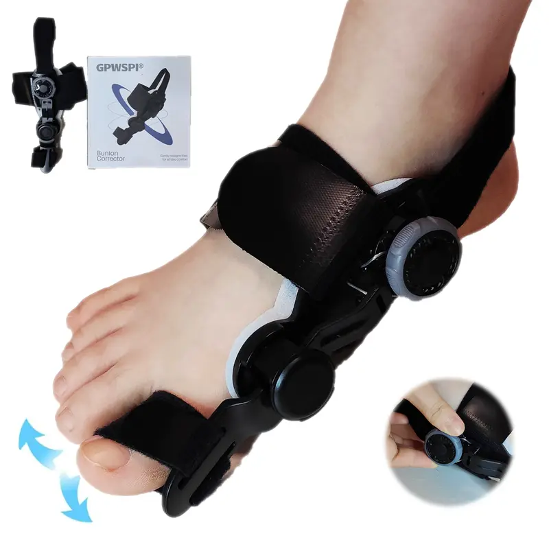 GPWSPI Silicone Foot Bunion Corrector Sleeve Brace Tool - Adjustable Magic Tape, Breathable, Rotatable Dial, 40° Toe Correction, Anti-Slip Fit, Prevents Chafing, Silicone Pad Support, All-Day Relief (Beauty & Personal Care Manicure Pedicure Accessory)