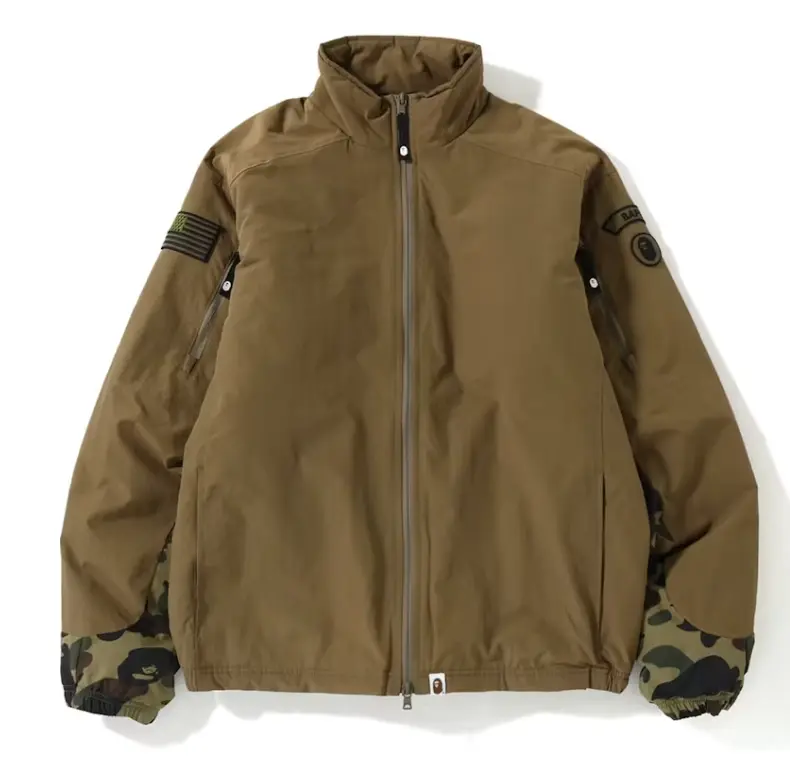 A Bathing Ape BAPE 1st Camo Green Tactical Military Coat, Menswear Streetwear Aesthetic Camouflage Jacket for Men, Size Small