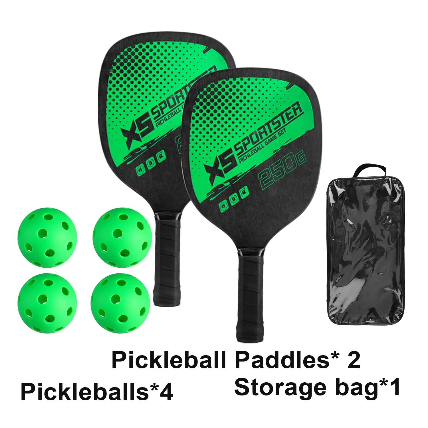 Premium Pickleball Paddles Set - 2 Lightweight Wooden Pickleball Rackets + 4 Pickleballs + Carry Bag, Durable Pickleball Paddles for Indoor Outdoor Court Games, Beginner & Professional Pickleball Equipment