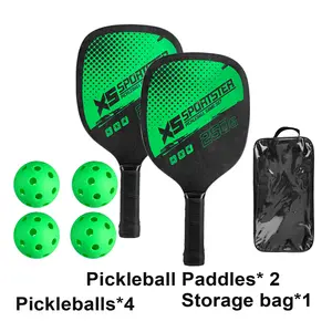 Premium Pickleball Paddles Set - 2 Lightweight Wooden Pickleball Rackets + 4 Pickleballs + Carry Bag, Durable Pickleball Paddles for Indoor Outdoor Court Games, Beginner & Professional Pickleball Equipment