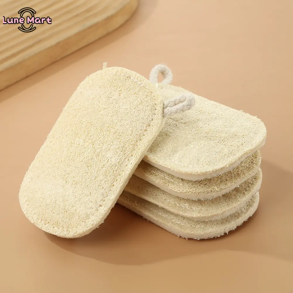 6pcs Natural Loofah Sponges & Soft Bamboo Fiber Body Scrubbers - Reusable Pads for Bath Personal Body Care, Daily Scrubbing & Gentle Exfoliation, Natural Fibers, Accessories, Exfoliating, Bath Sponge, Personal Bathing, Body Scrub