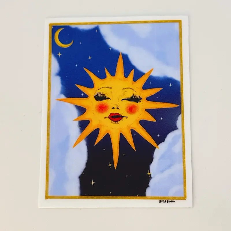 Whimsical Sun Vinyl Sticker | Celestial Sun Art