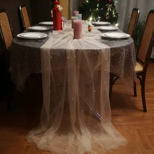 One piece of elegant champagne-colored pearl tulle, suitable for wedding ceremony venue decorations, holiday party decorations, adorning tables, arches, dessert tables, chair back straps, stage backdrops, etc., perfect for Valentine's Day.