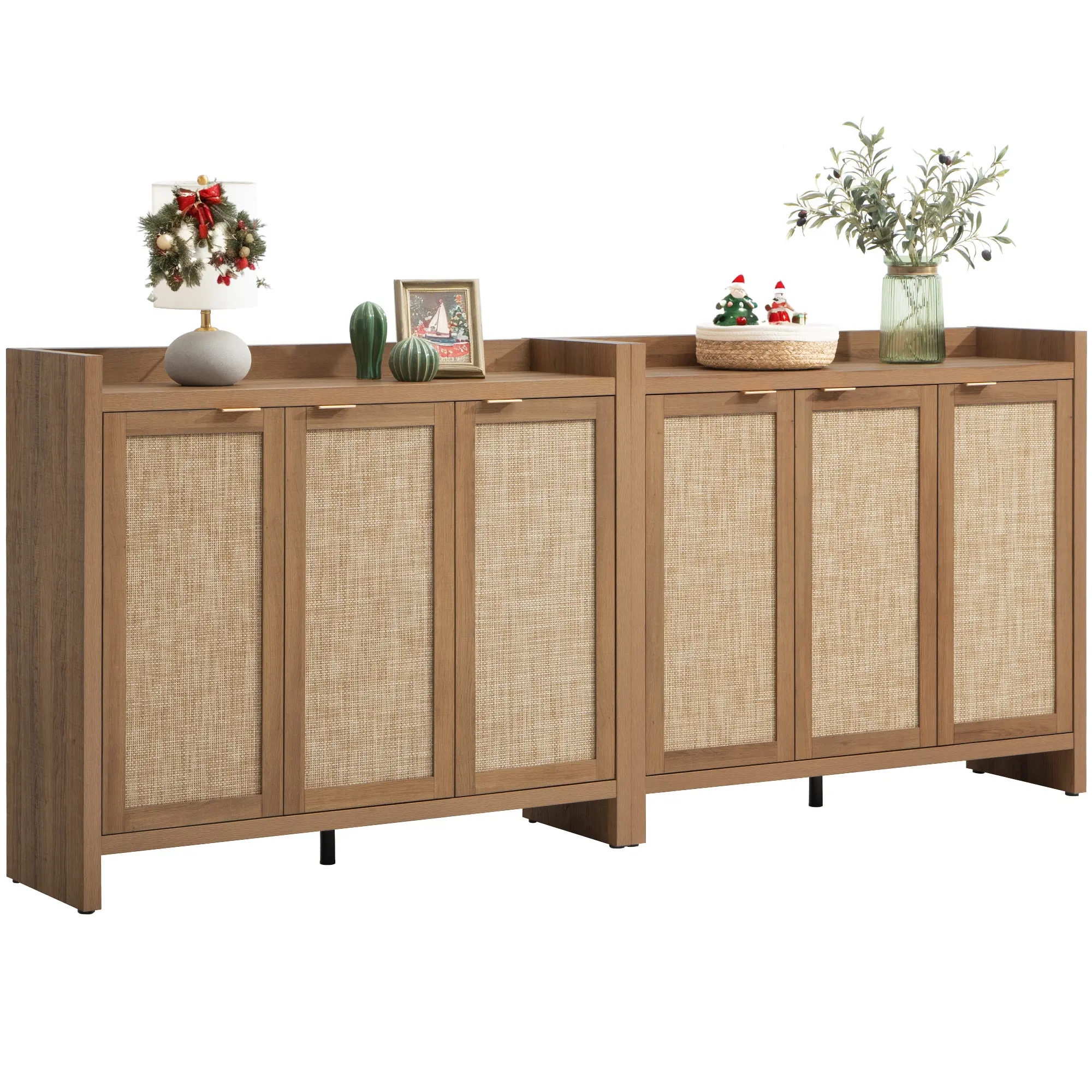 SICOTAS Shoe Storage Cabinet, 30 Pairs Rattan Shoe Cabinet Storage for Entryway, 6-Tier 41" Tall Shoe Cabinet Storage, Boho Farmhouse Storage Cabinet with Doors for Entryway Hallway Living Room Closet,dorm essentials,home decor